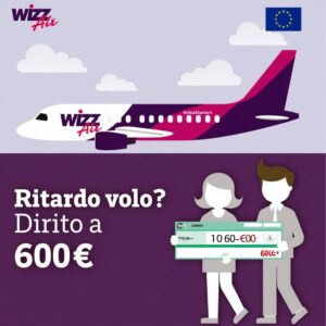 Passeggero ottiene risarcimento 600€ per ritardo volo Wizz Air grazie alla legge UE 261/04