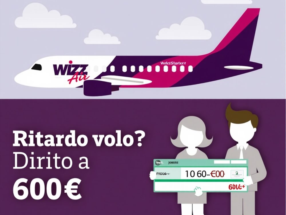 Passeggero ottiene risarcimento 600€ per ritardo volo Wizz Air grazie alla legge UE 261/04